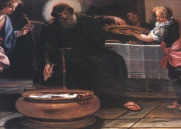 Agostino Masucci: ' Il Santo resuscita i pesci ', olio su tela, Roma, Sacrestia di San Francesco di Paola ai Monti.