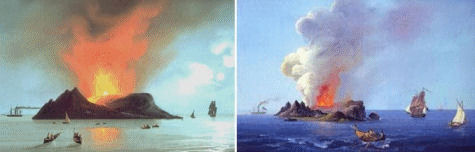 Dipinti sull'eruzione dell'Isola Ferdinandea nel 1831